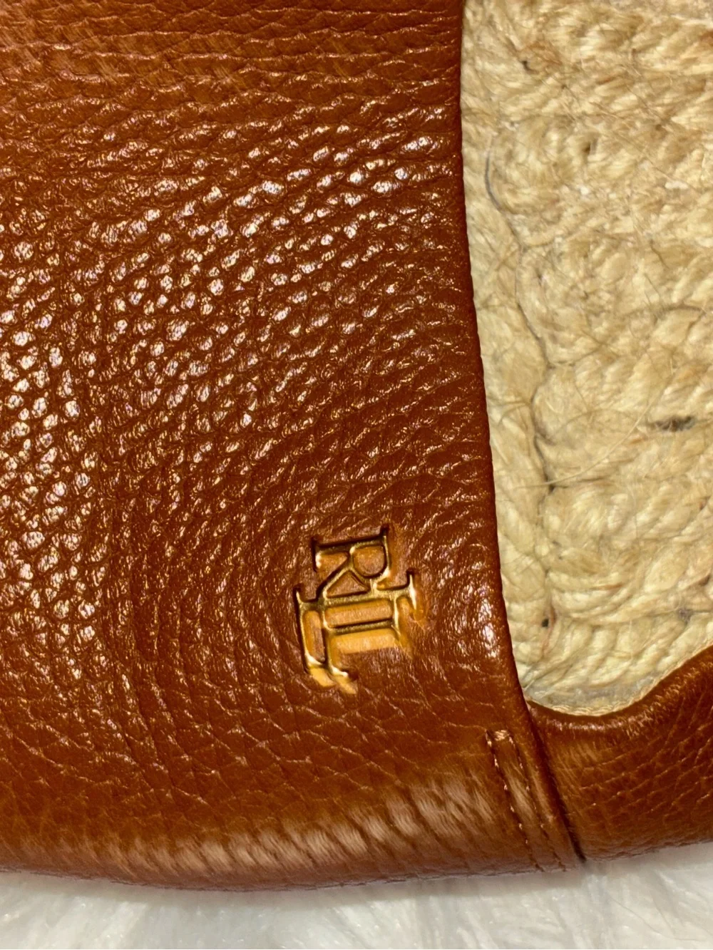 Lauren Ralph Lauren Cameryn espadrille flat in tan tumbled leather Sz 10
